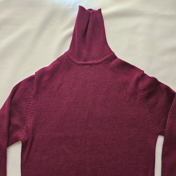 Sweater Turtlenecks Burgundy Wool Vintage Shine Company - Picture 2 of 7